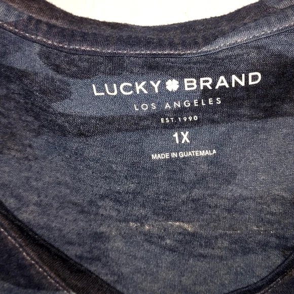 Lucky Brand Women's Short Sleeve Blue Camo Tee - Picture 2 of 2